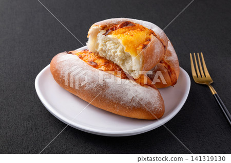 euro style bread loaf with sweet durian fruit cream filling 141319130