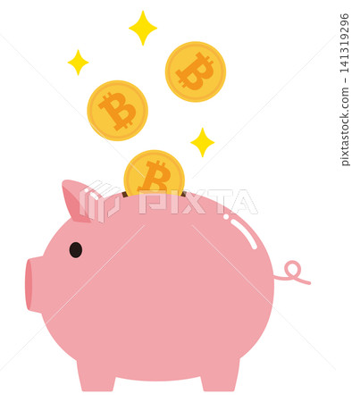 A piggy bank and Bitcoin 141319296