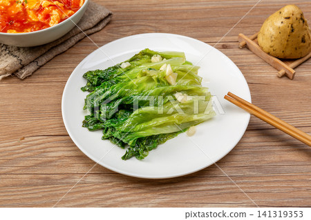 chinese Blanche_d Lettuce with Soy Sauce and Garlic, Garlicky Romaine Lettuce chinese Blanche_d Lettuce with Soy Sauce and Garlic, Garlicky Romaine Lettuce 141319353