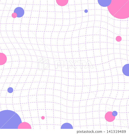 Distorted grid and circular object decoration, frame background, dotted grid, square size Distorted grid and circular object decoration, frame background, dotted grid, square size 141319489