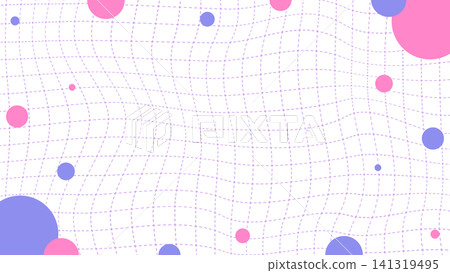 Distorted grid and circular object decoration, frame background, dotted grid, 16:9 size 141319495