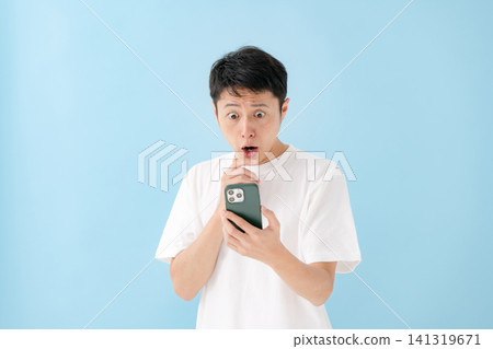 男人，震驚，驚訝，哀嘆，智慧型手機 141319671