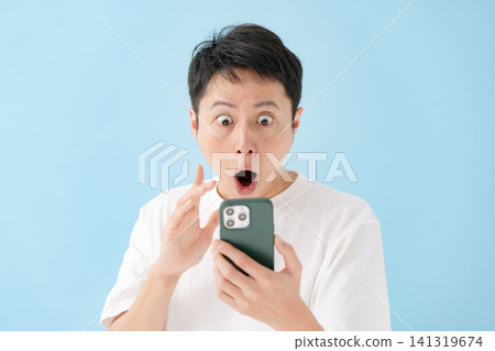 男人，震驚，驚訝，哀嘆，智慧型手機 141319674