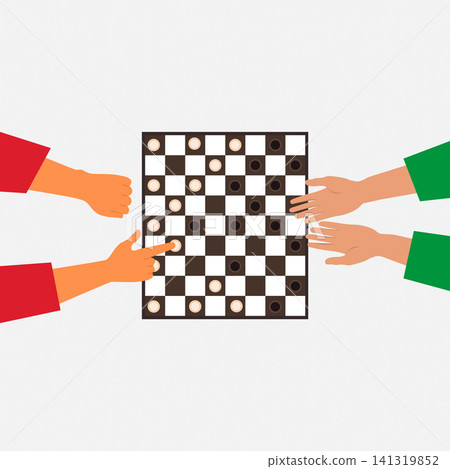 Two people playing checkers. 141319852
