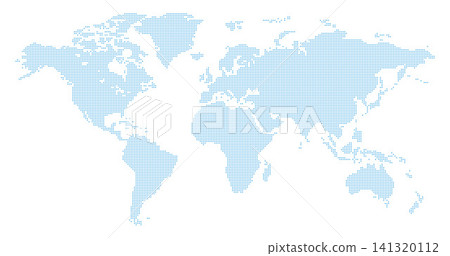 World Map with Dot Pattern, Blue, World Map Vector Illustration Set 141320112