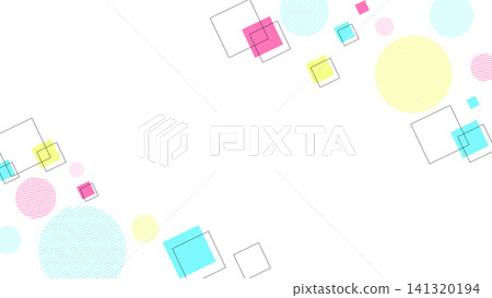 Colorful Memphis geometric frame background, dreamy and cute, light blue, pink, yellow, landscape orientation (16:9 aspect ratio). Colorful Memphis geometric frame background, dreamy and cute, light blue, pink, yellow, landscape orientation (16:9 aspect ratio). 141320194