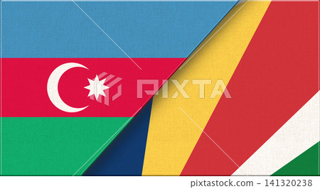 Double Flag of Azerbaijan and Seychelles on Fabric Texture. 3D illustration Double Flag of Azerbaijan and Seychelles on Fabric Texture. 3D illustration 141320238
