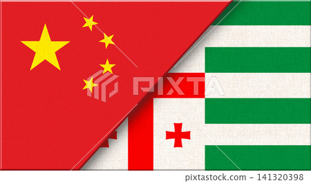 Illustration of Double flag of China and Abkhazia on fabric texture Illustration of Double flag of China and Abkhazia on fabric texture 141320398