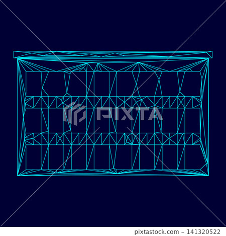 Hotel low poly triangulation triangulated polygonal electric cyan blue vibrant aqua neon color outline contour line Hotel low poly triangulation triangulated polygonal electric cyan blue vibrant aqua neon color outline contour line 141320522