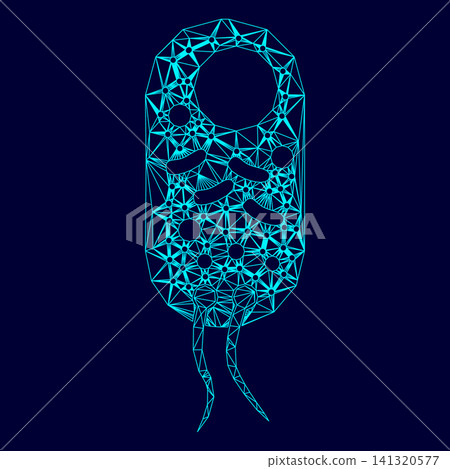 Bacteria low poly triangulation triangulated polygonal electric cyan blue vibrant aqua neon color outline contour line Bacteria low poly triangulation triangulated polygonal electric cyan blue vibrant aqua neon color outline contour line 141320577