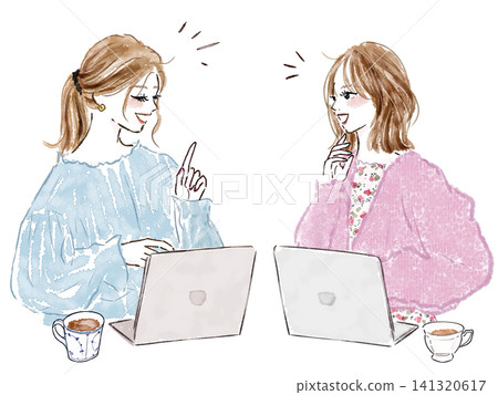 婦女在筆記本電腦上工作 婦女在筆記本電腦上工作 141320617