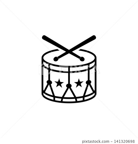 Patriotic Parade Drum with Drumsticks Line Icon Patriotic Parade Drum with Drumsticks Line Icon 141320698