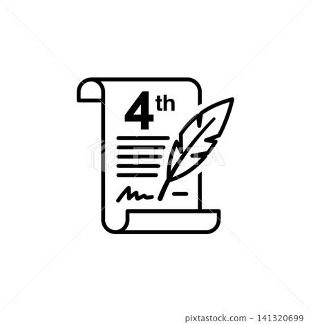 Declaration of Independence Scroll and Quill Line Icon Declaration of Independence Scroll and Quill Line Icon 141320699