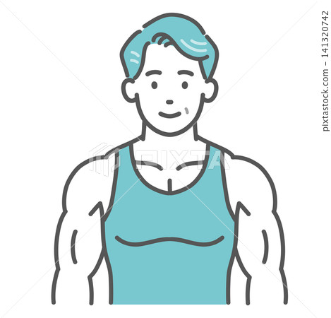 一位肌肉發達的中年男子的基本插圖(基本姿勢,背心) 一位肌肉發達的中年男子的基本插圖(基本姿勢,背心) 141320742