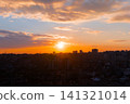 Dramatic sunset sky with the setting sun over the city, Istanbul 141321014