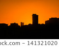 Dramatic orange sunset clear sky over the city, Istanbul 141321020