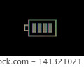 View of full charged pixel battery level indicator - close up macro view 141321021