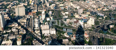 Aerial View of Bangkok Skyline with Modern Skyscrapers and Urban Cityscape, Thailand Aerial View of Bangkok Skyline with Modern Skyscrapers and Urban Cityscape, Thailand 141321040