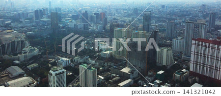 Aerial View of Bangkok Skyline with Modern Skyscrapers and Urban Cityscape, Thailand Aerial View of Bangkok Skyline with Modern Skyscrapers and Urban Cityscape, Thailand 141321042