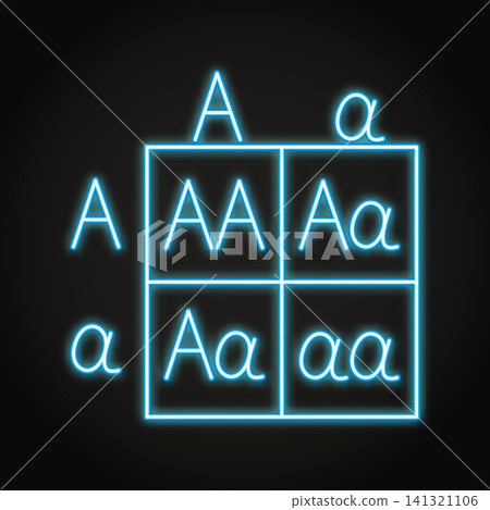 Punnett square neon icon Punnett square neon icon 141321106