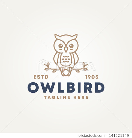 minimalist cute owl bird line art icon logo template vector illustration design minimalist cute owl bird line art icon logo template vector illustration design 141321349