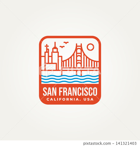 minimalist City San Francisco, state of California emblem line art icon logo vector illustration design. simple modern landmarks and famous building of san francisco skyline badge logo concept minimalist City San Francisco, state of California emblem line art icon logo vector illustration design. simple modern landmarks and famous building of san francisco skyline badge logo concept 141321403