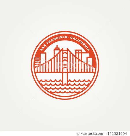minimalist City San Francisco, state of California emblem line art icon logo vector illustration design. simple modern golden gate bridge landmark badge logo concept minimalist City San Francisco, state of California emblem line art icon logo vector illustration design. simple modern golden gate bridge landmark badge logo concept 141321404