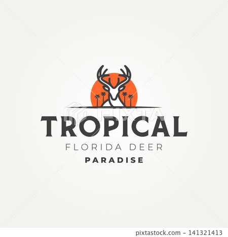 minimal tropical florida deer line art icon logo template vector illustration design minimal tropical florida deer line art icon logo template vector illustration design 141321413