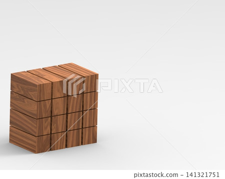 Wooden Modular Cube 3D Render With Copy Space 141321751
