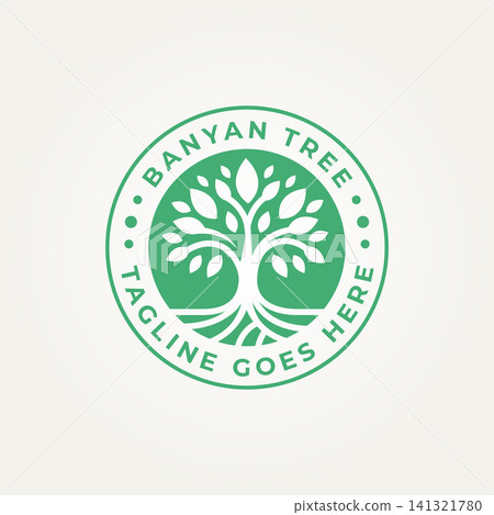 minimalist oak banyan tree badge label logo vector illustration design. simple modern environment, nature, ecology emblem logo concept minimalist oak banyan tree badge label logo vector illustration design. simple modern environment, nature, ecology emblem logo concept 141321780