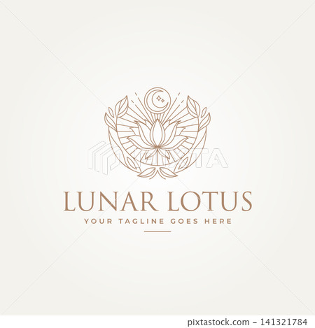 lotus flower with crescent moon line art icon logo vector illustration design. simple modern mystical sacred geometry logo concept lotus flower with crescent moon line art icon logo vector illustration design. simple modern mystical sacred geometry logo concept 141321784