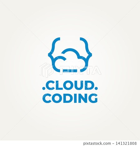 minimalist cloud coding line art label logo vector illustration design. simple modern coding, programmer, developer logo concept minimalist cloud coding line art label logo vector illustration design. simple modern coding, programmer, developer logo concept 141321808