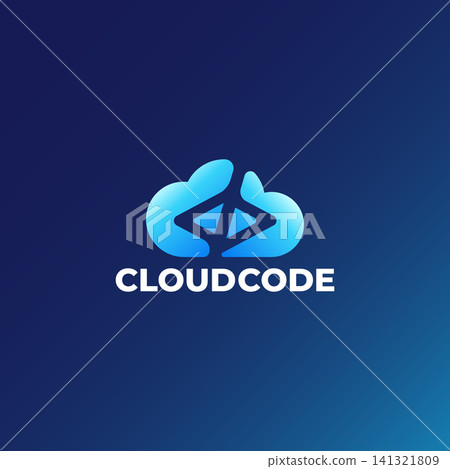 minimalist cloud coding label logo vector illustration design. simple modern coding, programmer, developer logo concept minimalist cloud coding label logo vector illustration design. simple modern coding, programmer, developer logo concept 141321809