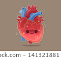Bradycardia and Arrhythmia Cartoon Heart Character with Fatigue Symptoms 141321881