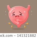 Painful Inflamed Bladder Cartoon Illustration with Urinary Tract Infection Symptoms 141321882