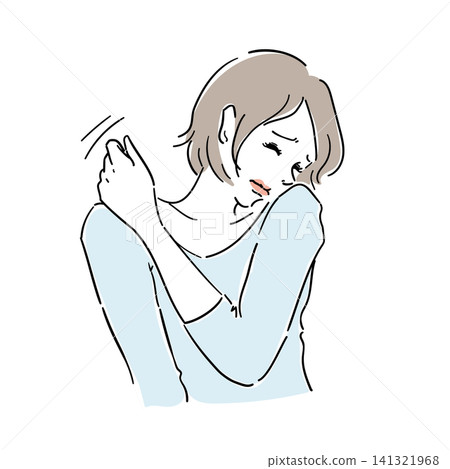 Adult women suffering from severe shoulder stiffness 141321968