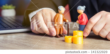 Government financial support concept, symbolizing pension assistance, social benefits for older adults, income supplements, financial security, public welfare, and improved quality of life for seniors Government financial support concept, symbolizing pension assistance, social benefits for older adults, income supplements, financial security, public welfare, and improved quality of life for seniors 141322020