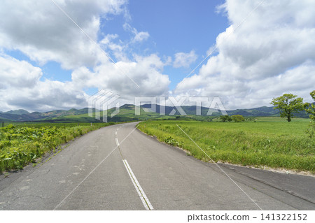 北海道上石幌町奈台高原牧場的一條公路：風景優美的夏季自駕遊和觀光勝地。 141322152