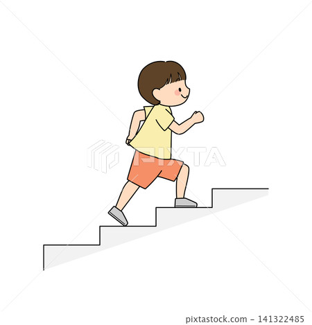 Illustration of a boy climbing the stairs 141322485