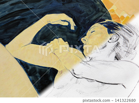 oil painting, portrait of a beautiful young woman oil painting, portrait of a beautiful young woman 141322680