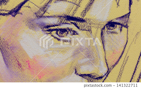 oil painting, portrait of a beautiful young woman oil painting, portrait of a beautiful young woman 141322711