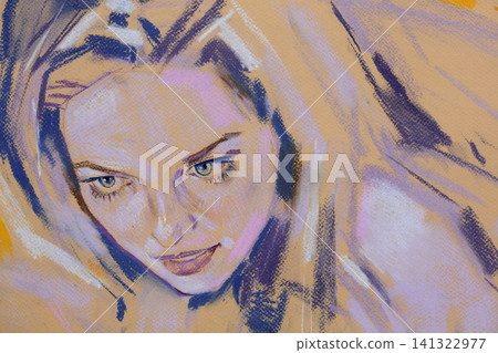 Portrait of a young woman, pencil drawing Portrait of a young woman, pencil drawing 141322977
