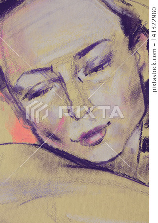 Portrait of a young woman, pencil drawing Portrait of a young woman, pencil drawing 141322980