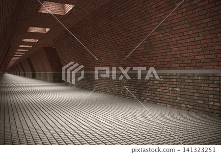 long corridor, interior visualization, 3D illustration long corridor, interior visualization, 3D illustration 141323251