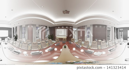 interior visualization, spherical panorama, 3D illustration interior visualization, spherical panorama, 3D illustration 141323414