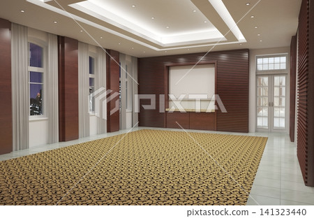empty room, interior visualization, 3D illustration empty room, interior visualization, 3D illustration 141323440