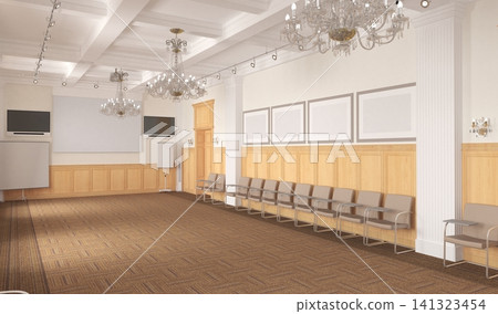 empty room, interior visualization, 3D illustration 141323454