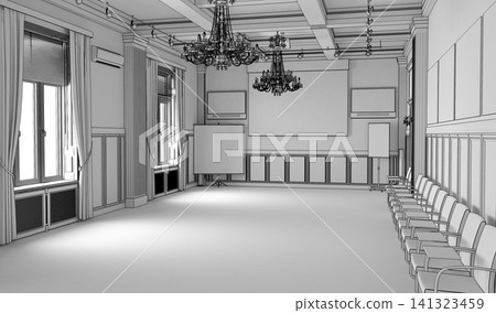 empty room, interior visualization, 3D illustration empty room, interior visualization, 3D illustration 141323459