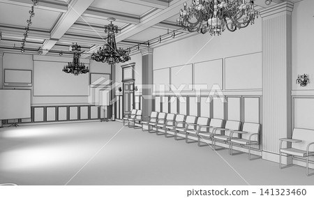 empty room, interior visualization, 3D illustration empty room, interior visualization, 3D illustration 141323460