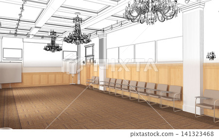 empty room, interior visualization, 3D illustration empty room, interior visualization, 3D illustration 141323468
